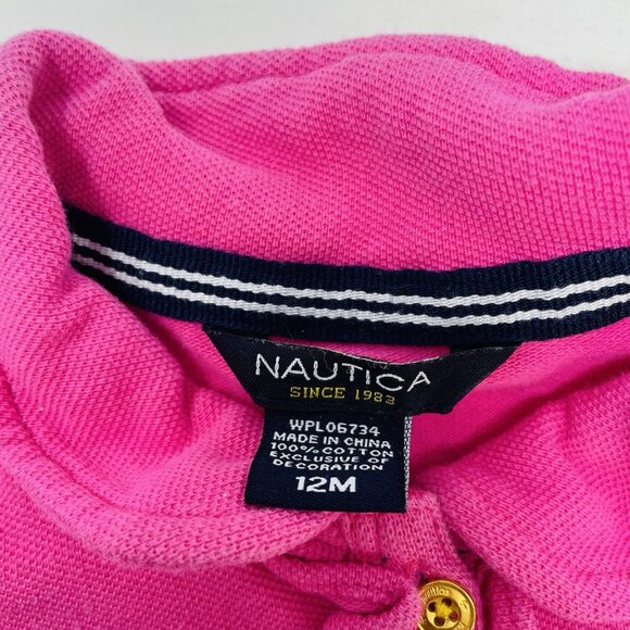 Nautica Baby Girls Size 12 Months Short Sleeve Pique Polo Tunic Top in Pink 2464 - Picture 5 of 5